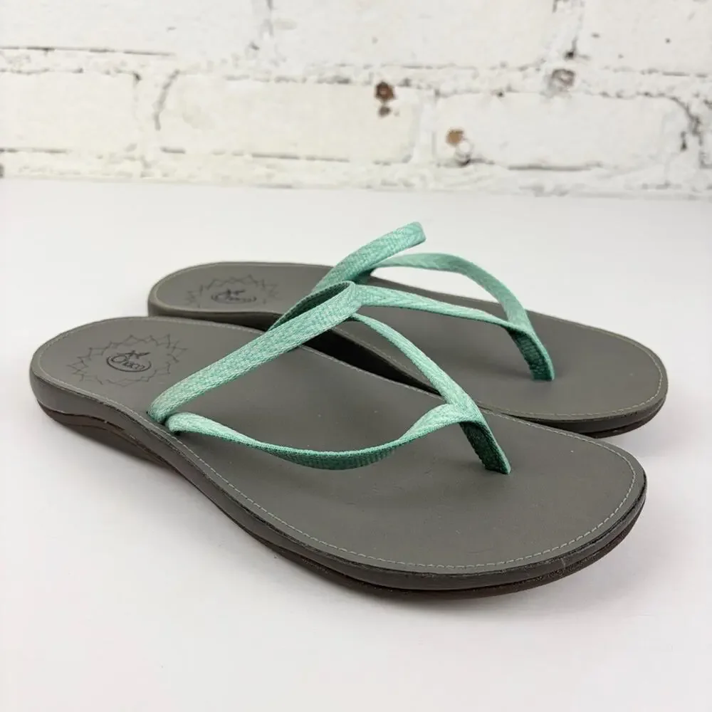 Chacos Abbey Light Blue Mint Braided Slip On Flip Flop Thong Sandals 6